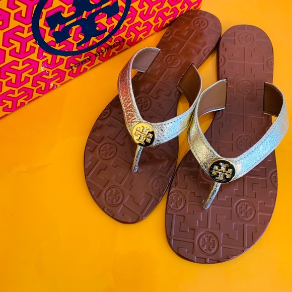 Tory Burch Shoes - NIB TORY BURCH THORA LEATHER SANDALS SPARK GOLD